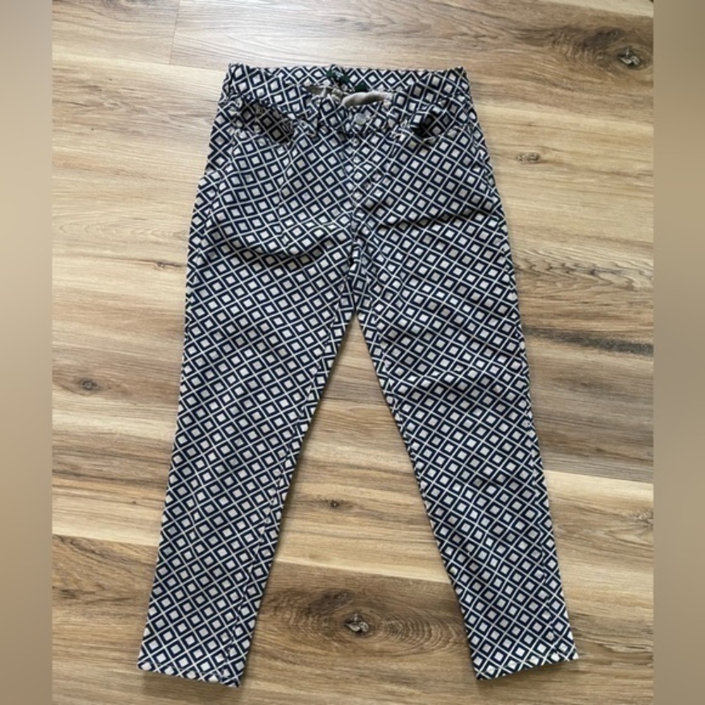 J Crew Geometric Denim Straight Leg Size 28